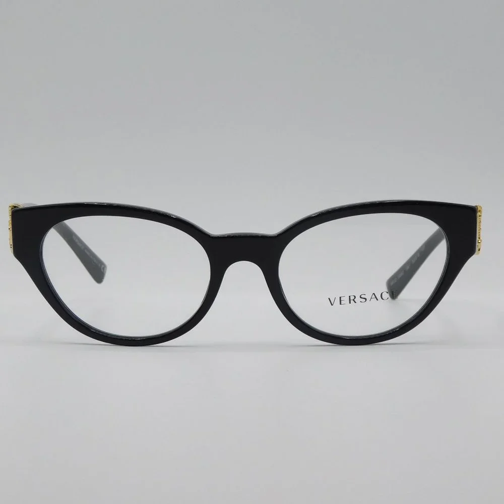 NEW VERSACE VE3282 GB1 BLACK CAT EYE WOMEN AUTHENTIC EYEGLASSES 53-19-140 - Picture 2 of 11